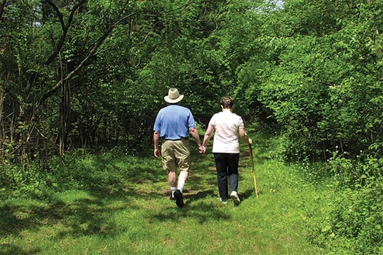 Couple on Walking Trail for nature therapy